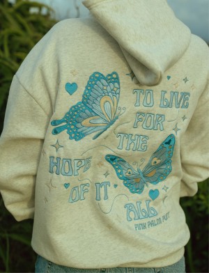 Grey Pink Palm Puff To Live For the Hope of it All Hoodie | US-WBPMI5073