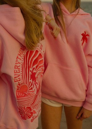 Pink Pink Palm Puff Everything Comes in Waves Hoodie | US-PAGEH6970