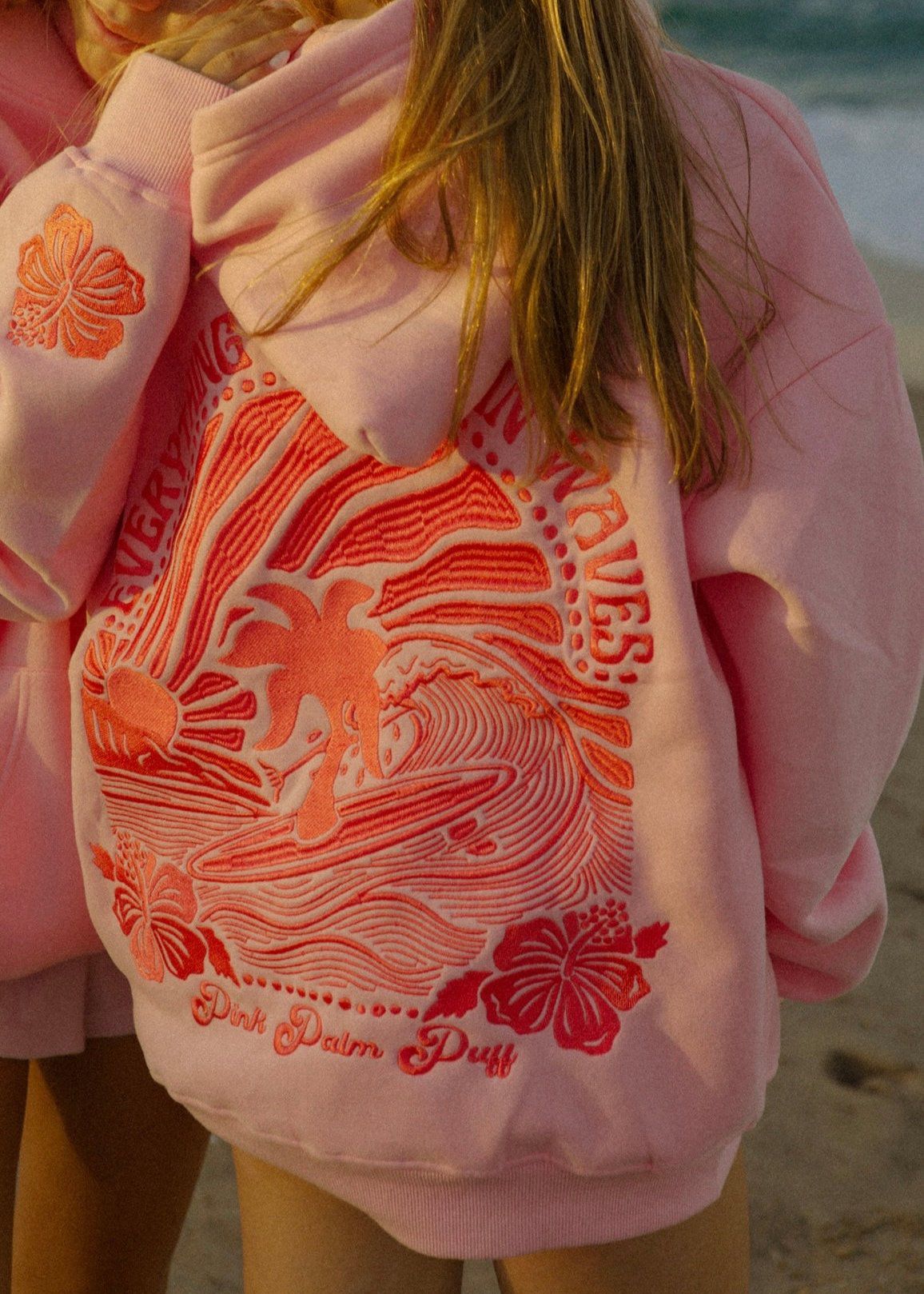 Pink Pink Palm Puff Everything Comes in Waves Hoodie | US-PAGEH6970