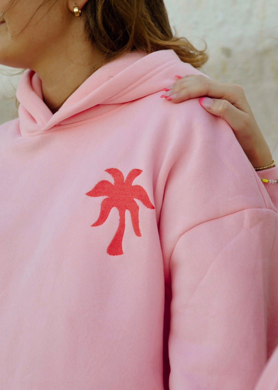 Pink Pink Palm Puff Everything Comes in Waves Hoodie | US-PAGEH6970