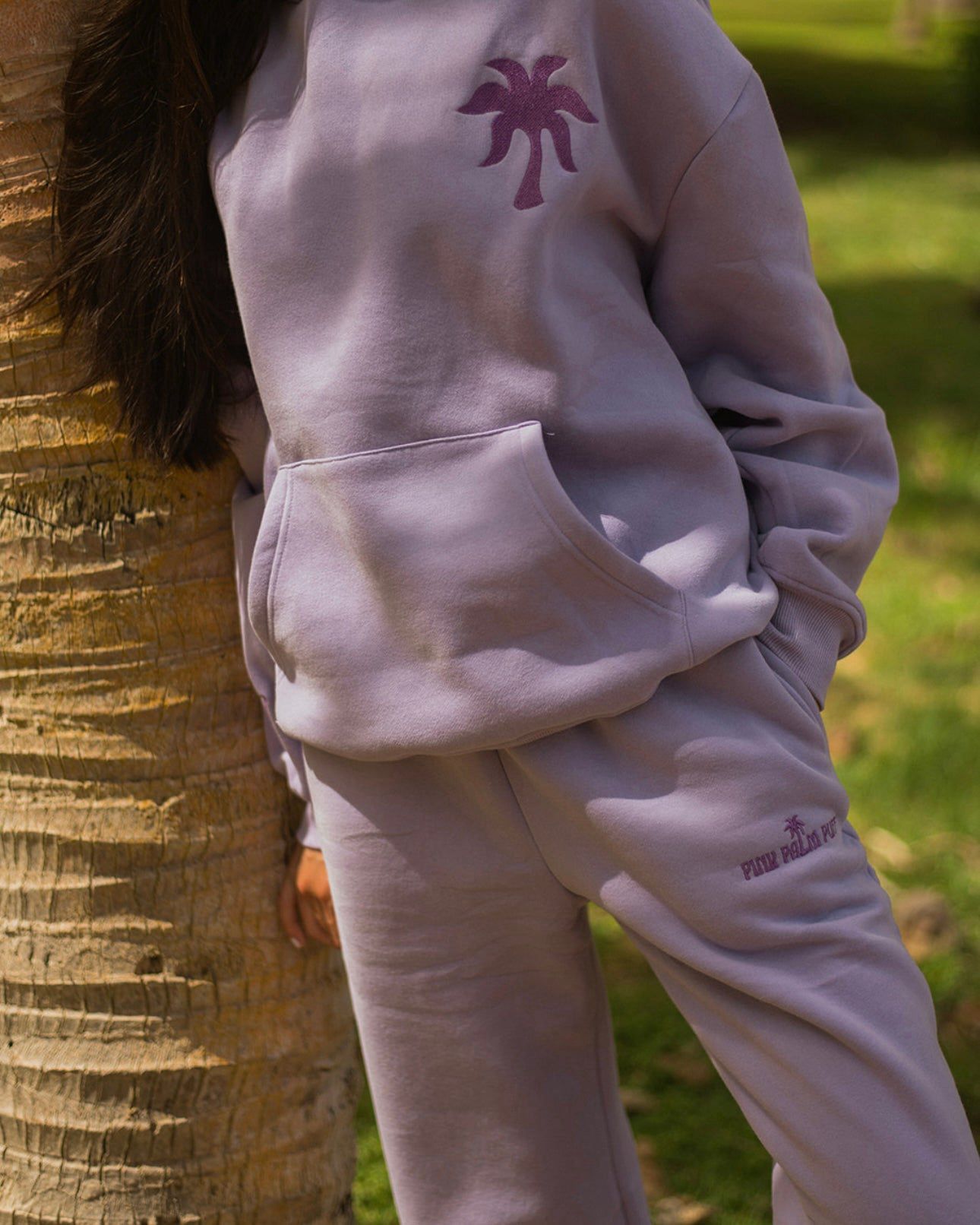 Purple Pink Palm Puff Puff Sweatpants | US-YDRUC7839